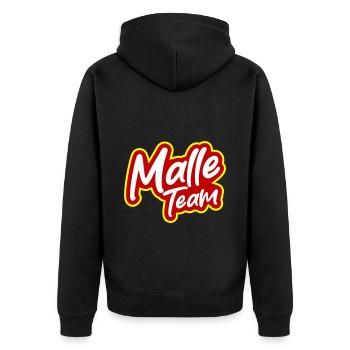 Malle Team - Unisex Premium Organic Zip Hoodie - black - Back - Nico (187cm)