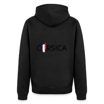 Corse en texte avec france Carte de l’île - Veste à capuche bio Premium Unisexe - noir - Dos - Nico (187cm)
