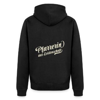 Pfarrerin aus Leidenschaft - Motivation und Erfolg - Unisex Premium Bio Zip Hoodie - Schwarz - Hinten - Nico (187cm)