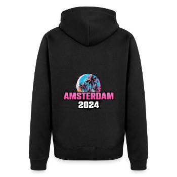 Amsterdam 2024 Palmen - Unisex Premium Bio Zip Hoodie - Schwarz - Hinten - Nico (187cm)