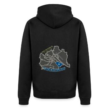 Wien Simmering - Unisex Premium Bio Zip Hoodie - Schwarz - Hinten - Nico (187cm)