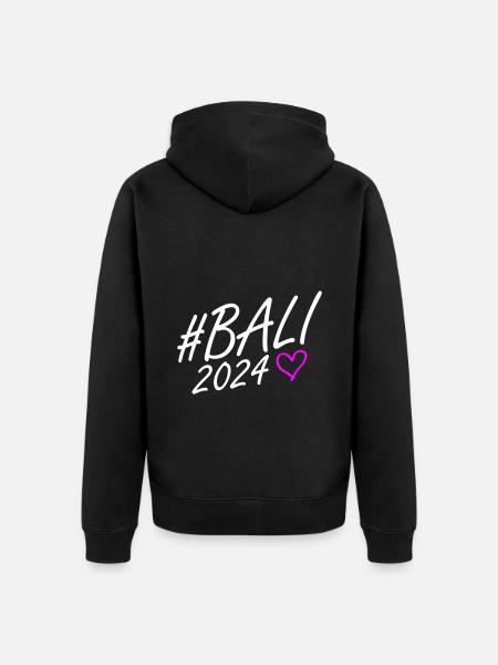 Bali 2024 Herz Reise - Unisex Premium Bio Zip Hoodie - Schwarz