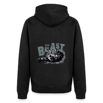 Beast Wolf - Unisex Premium Bio Zip Hoodie - Schwarz - Hinten - Nico (187cm)