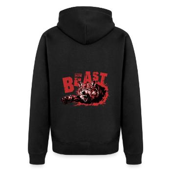 Beast Wolf - Unisex Premium Bio Zip Hoodie - Schwarz - Hinten - Nico (187cm)