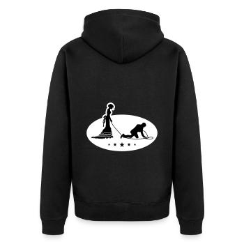 Hochzeit Brautpaar Leine - Unisex Premium Bio Zip Hoodie - Schwarz - Hinten - Nico (187cm)