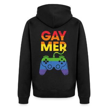 Gaymer - Veste à capuche bio Premium Unisexe - noir - Dos - Nico (187cm)