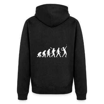 Evolution Tennis - Tennis Spieler - Unisex Premium Bio Zip Hoodie - Schwarz - Hinten - Nico (187cm)