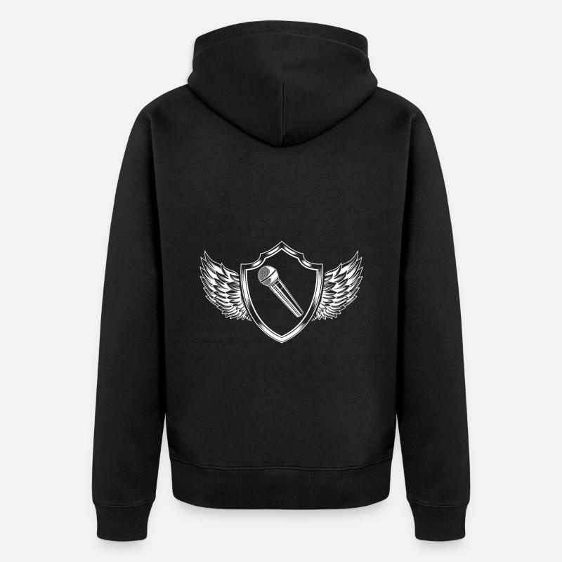 Armoiries du microphone - Veste à capuche bio Premium Unisexe - noir