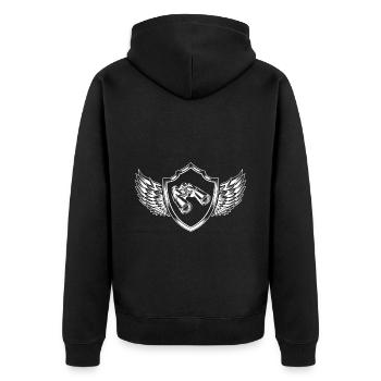 Fernglas Wappen - Unisex Premium Bio Zip Hoodie - Schwarz - Hinten - Nico (187cm)