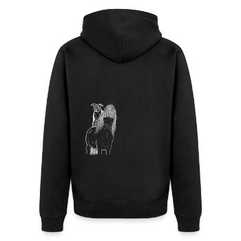 Pferd und Hund - Unisex Premium Bio Zip Hoodie - Schwarz - Hinten - Nico (187cm)