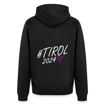 Tyrol 2024 Heart Journey - Unisex Premium Organic Zip Hoodie - black - Back - Nico (187cm)