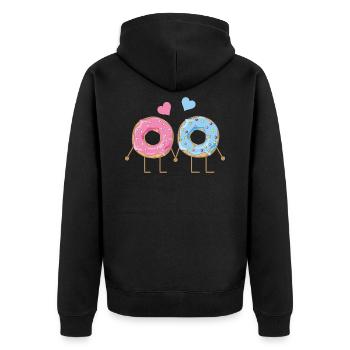 Saint Valentin Couple Amour Saint Valentin Amour Donut - Veste à capuche bio Premium Unisexe - noir - Dos - Nico (187cm)