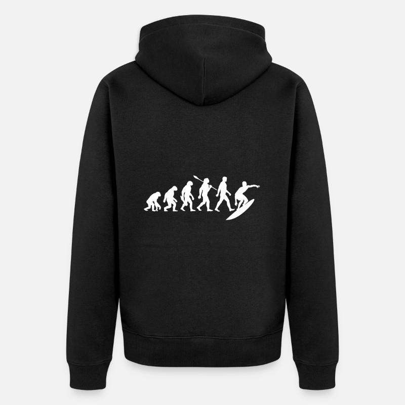 Evolution Surfer - Surfing - Surfboard - Unisex Premium Organic Zip Hoodie - black