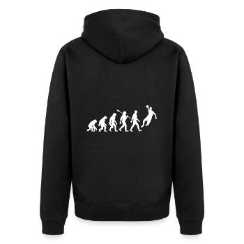 Evolution - Handball - Handball Spieler - Unisex Premium Bio Zip Hoodie - Schwarz - Hinten - Nico (187cm)