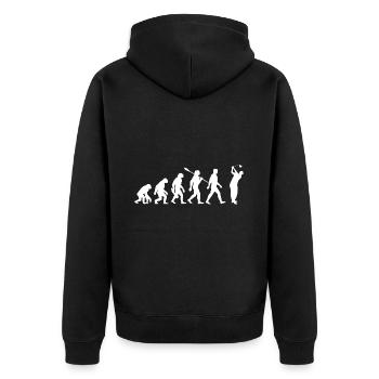 Evolution Golf - Golfspieler - Unisex Premium Bio Zip Hoodie - Schwarz - Hinten - Nico (187cm)
