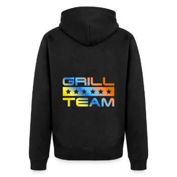Grill Crew Bunt - Unisex Premium Bio Zip Hoodie - Schwarz - Hinten - Nico (187cm)