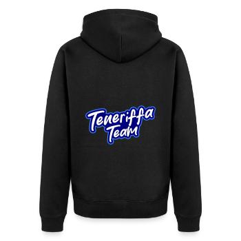 Tenerife Team - Unisex Premium Organic Zip Hoodie - black - Back - Nico (187cm)