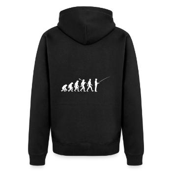 Evolution - Angler - Fische angeln - Unisex Premium Bio Zip Hoodie - Schwarz - Hinten - Nico (187cm)