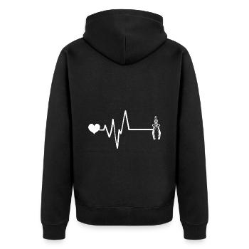 Zange Puls Herzschlag Werkzeug - Unisex Premium Bio Zip Hoodie - Schwarz - Hinten - Nico (187cm)
