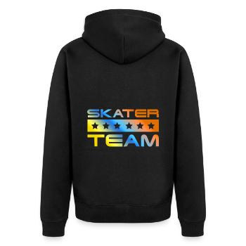 Skater Crew Bunt - Unisex Premium Bio Zip Hoodie - Schwarz - Hinten - Nico (187cm)
