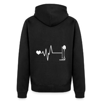 Shovel Pulse Heart Love - Unisex Premium Organic Zip Hoodie - black - Back - Nico (187cm)