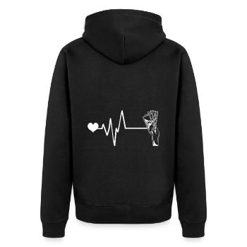 Cœur de pulsation d’argent - Veste à capuche bio Premium Unisexe - noir - Dos - Nico (187cm)