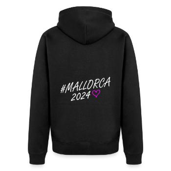 Mallorca 2024 Herz Reise - Unisex Premium Bio Zip Hoodie - Schwarz - Hinten - Nico (187cm)