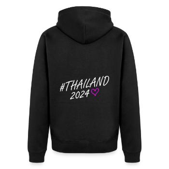 Thailand 2024 Herz Reise - Unisex Premium Bio Zip Hoodie - Schwarz - Hinten - Nico (187cm)