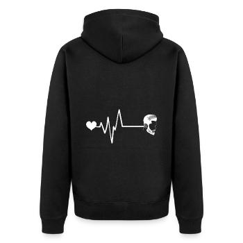 Coupe de cheveux fraîche coiffeur Pulse Heart Love - Veste à capuche bio Premium Unisexe - noir - Dos - Nico (187cm)
