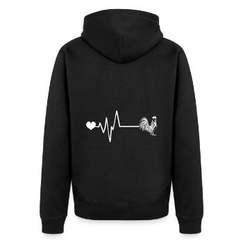 Coq pouls coeur amour - Veste à capuche bio Premium Unisexe - noir - Dos - Nico (187cm)