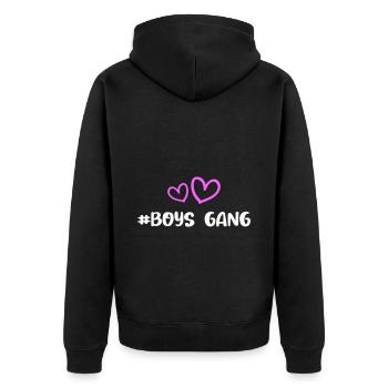 Boys Gang Herz Liebe - Unisex Premium Bio Zip Hoodie - Schwarz - Hinten - Nico (187cm)