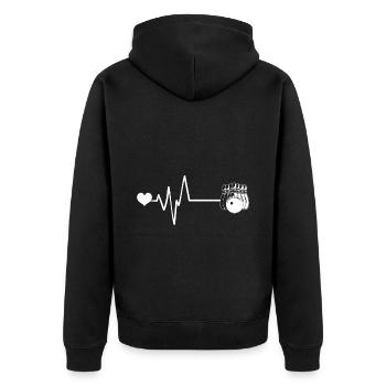 Kegeln Herzschlag - Unisex Premium Bio Zip Hoodie - Schwarz - Hinten - Nico (187cm)