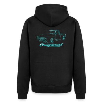 Pick Up Auto Design - Unisex Premium Bio Zip Hoodie - Schwarz - Hinten - Nico (187cm)