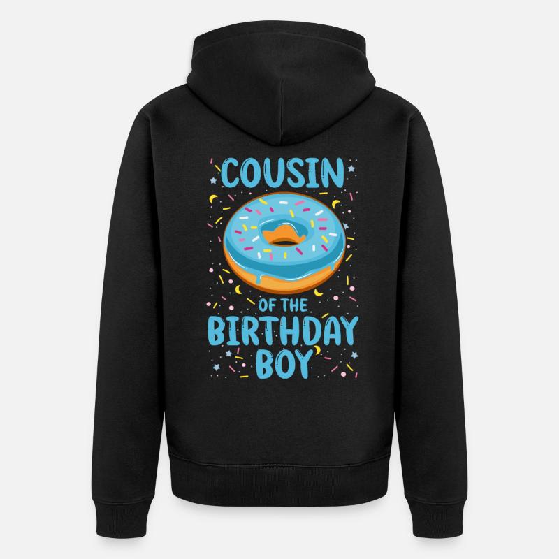 Cousin du garçon d’anniversaire - Veste à capuche bio Premium Unisexe - noir