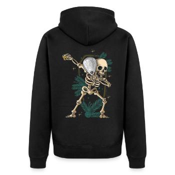 Halloween Padel Dabbing Skeleton Padel Schläger - Unisex Premium Bio Zip Hoodie - Schwarz - Hinten - Nico (187cm)