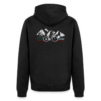 Rennrad Radsport Retro Berge - Unisex Premium Bio Zip Hoodie - Schwarz - Hinten - Nico (187cm)