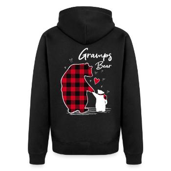 Gramps Bear - Unisex Premium Bio Zip Hoodie - Schwarz - Hinten - Nico (187cm)