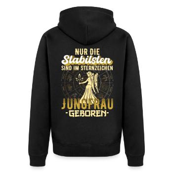 Sternzeichen Jungfrau Horoskop Geschenk - Unisex Premium Bio Zip Hoodie - Schwarz - Hinten - Nico (187cm)