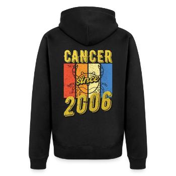 Cancer 2006 Sternzeichen Geburtstag - Unisex Premium Bio Zip Hoodie - Schwarz - Hinten - Nico (187cm)