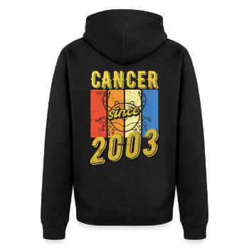 Cancer 2003 Sternzeichen Geburtstag - Unisex Premium Bio Zip Hoodie - Schwarz - Hinten - Nico (187cm)
