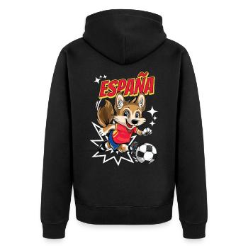 Soccer Spain Dog Animal Soccer Fan Team - Unisex Premium Organic Zip Hoodie - black - Back - Nico (187cm)