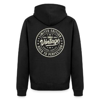 Jahrgang 1951 Geschenk 1951 Retro Geburtstag 1951 - Unisex Premium Bio Zip Hoodie - Schwarz - Hinten - Nico (187cm)