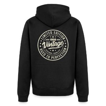 Vintage 1958 Gift 1958 Retro Birthday 1958 - Unisex Premium Organic Zip Hoodie - black - Back - Nico (187cm)