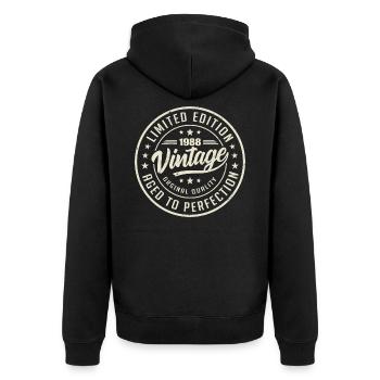 Jahrgang 1988 Geschenk 1988 Retro Geburtstag 1988 - Unisex Premium Bio Zip Hoodie - Schwarz - Hinten - Nico (187cm)