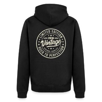 Vintage 2016 Gift 2016 Retro Birthday 2016 - Unisex Premium Organic Zip Hoodie - black - Back - Nico (187cm)