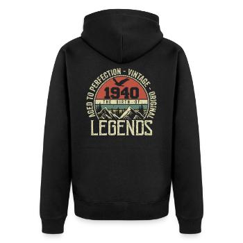 Anniversaire 1940 Vintage 1940 Rétro - Né en 1940 - Veste à capuche bio Premium Unisexe - noir - Dos - Nico (187cm)