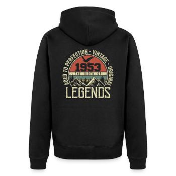 Birthday 1953 Vintage 1953 Retro - Born in 1953 - Unisex Premium Organic Zip Hoodie - black - Back - Nico (187cm)