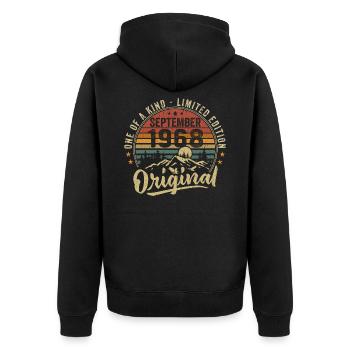 Anniversaire Septembre 1968 - Né en Septembre 1968 - Veste à capuche bio Premium Unisexe - noir - Dos - Nico (187cm)