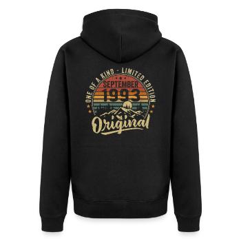 Birthday September 1993 - Born in September 1993 - Unisex Premium Organic Zip Hoodie - black - Back - Nico (187cm)