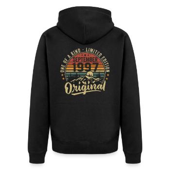 Anniversaire Septembre 1997 - Né en Septembre 1997 - Veste à capuche bio Premium Unisexe - noir - Dos - Nico (187cm)